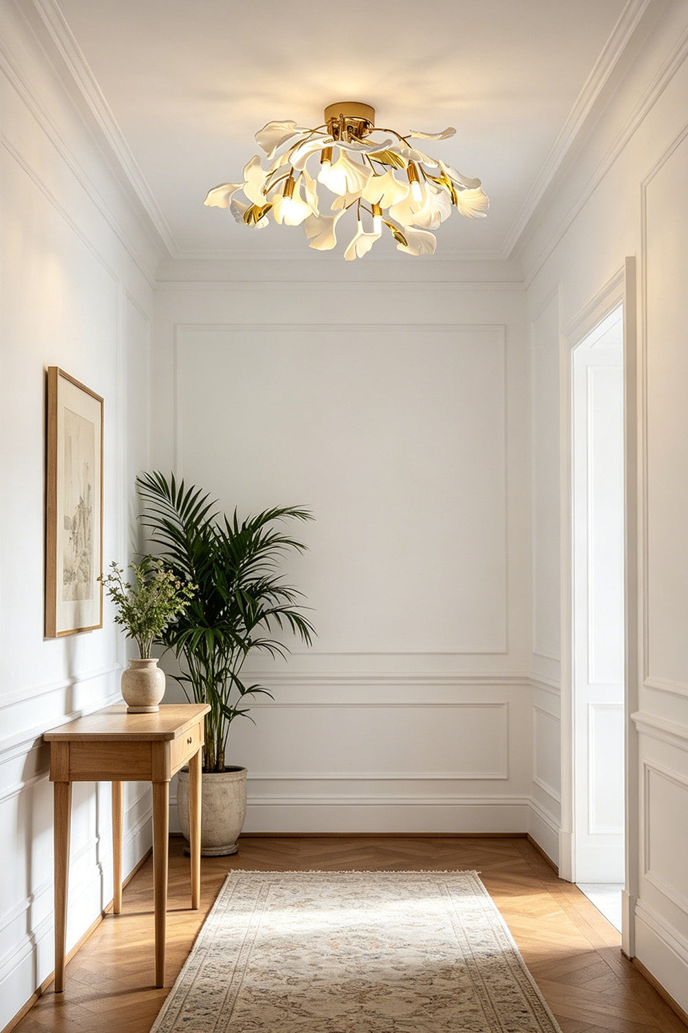 Porcelain Ginkgo Leaf Ceiling Light