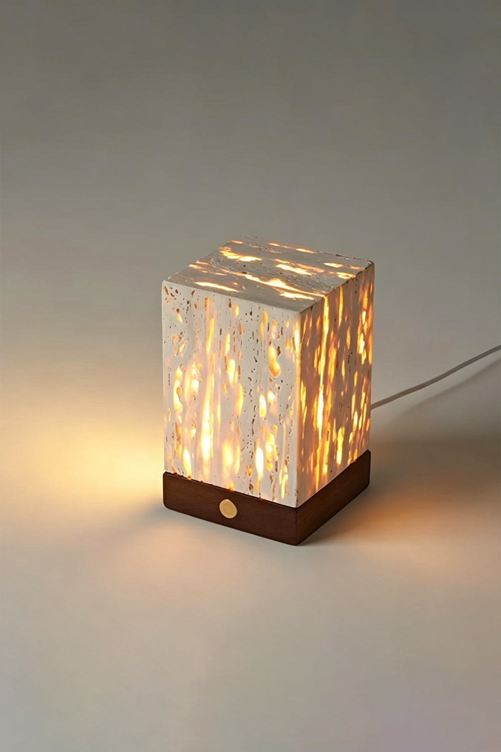 Radiant Monolith Travertine Table Lamp