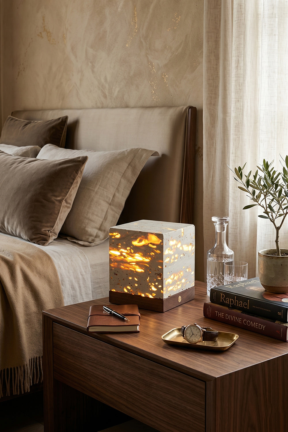 Radiant Monolith Travertine Table Lamp
