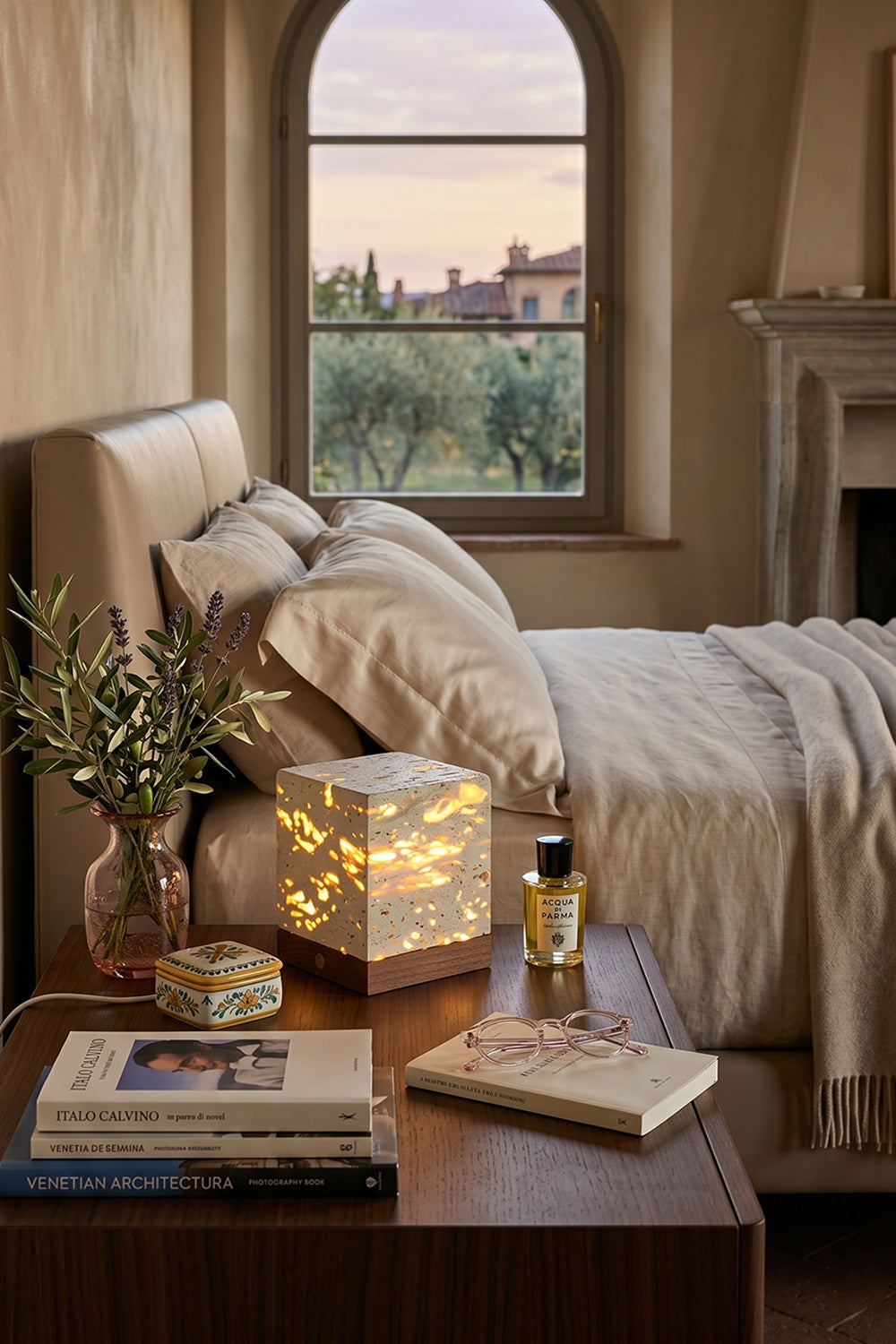 Radiant Monolith Travertine Table Lamp