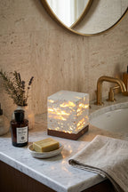 Radiant Monolith Travertine Table Lamp