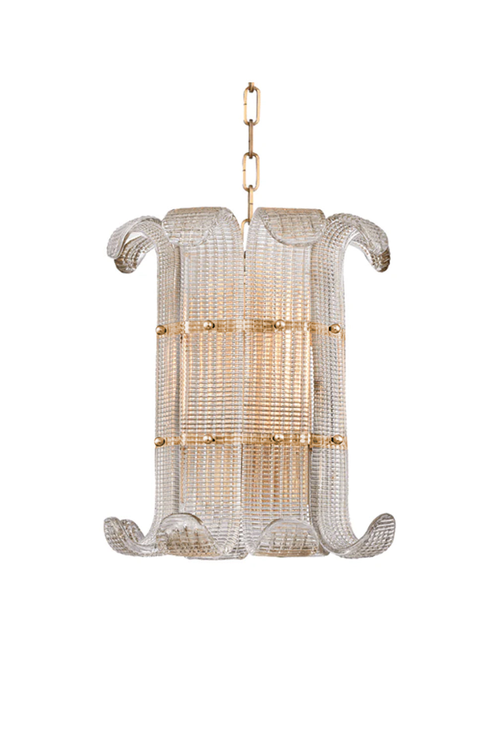 Ribbed Glass Scroll Chandelier