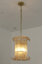 Ribbed Glass Scroll Chandelier