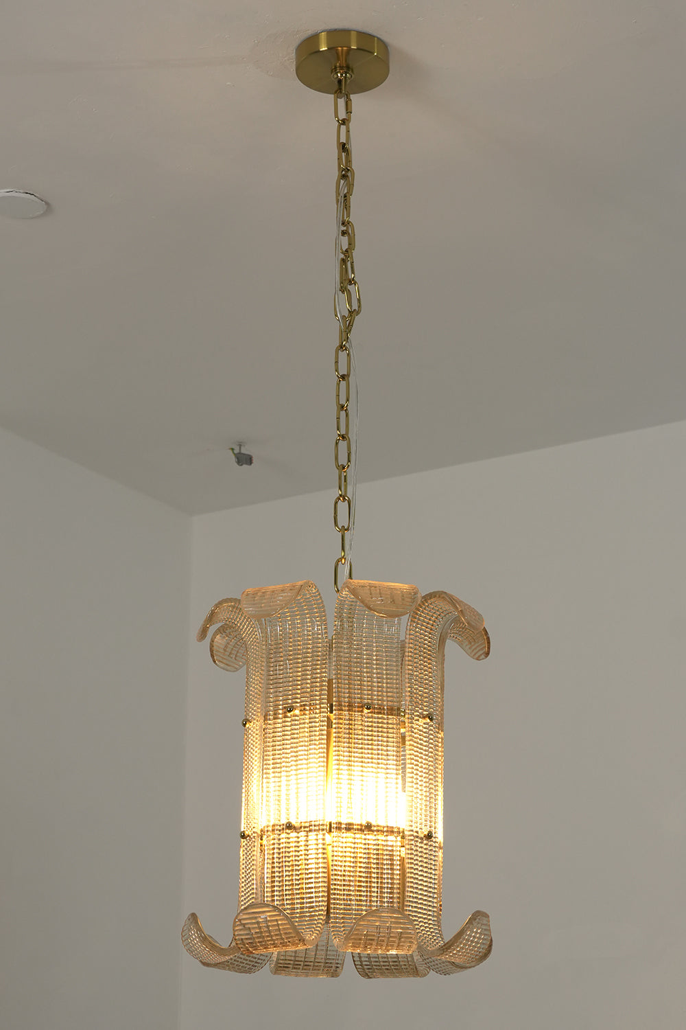 Ribbed Glass Scroll Chandelier