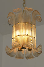 Ribbed Glass Scroll Chandelier