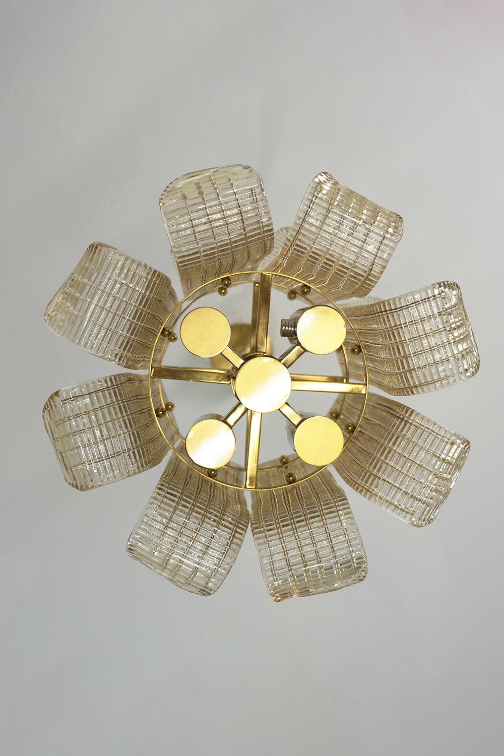 Ribbed Glass Scroll Chandelier