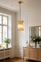 Ribbed Glass Scroll Chandelier