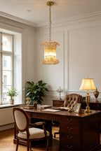 Ribbed Glass Scroll Chandelier