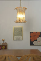 Ribbed Glass Scroll Chandelier