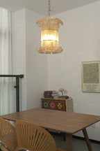 Ribbed Glass Scroll Chandelier
