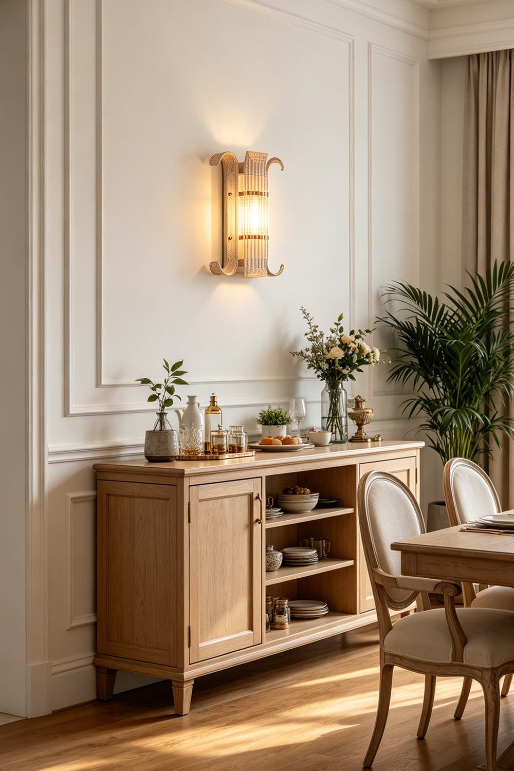 Ribbed Glass Scroll Wall Lamp