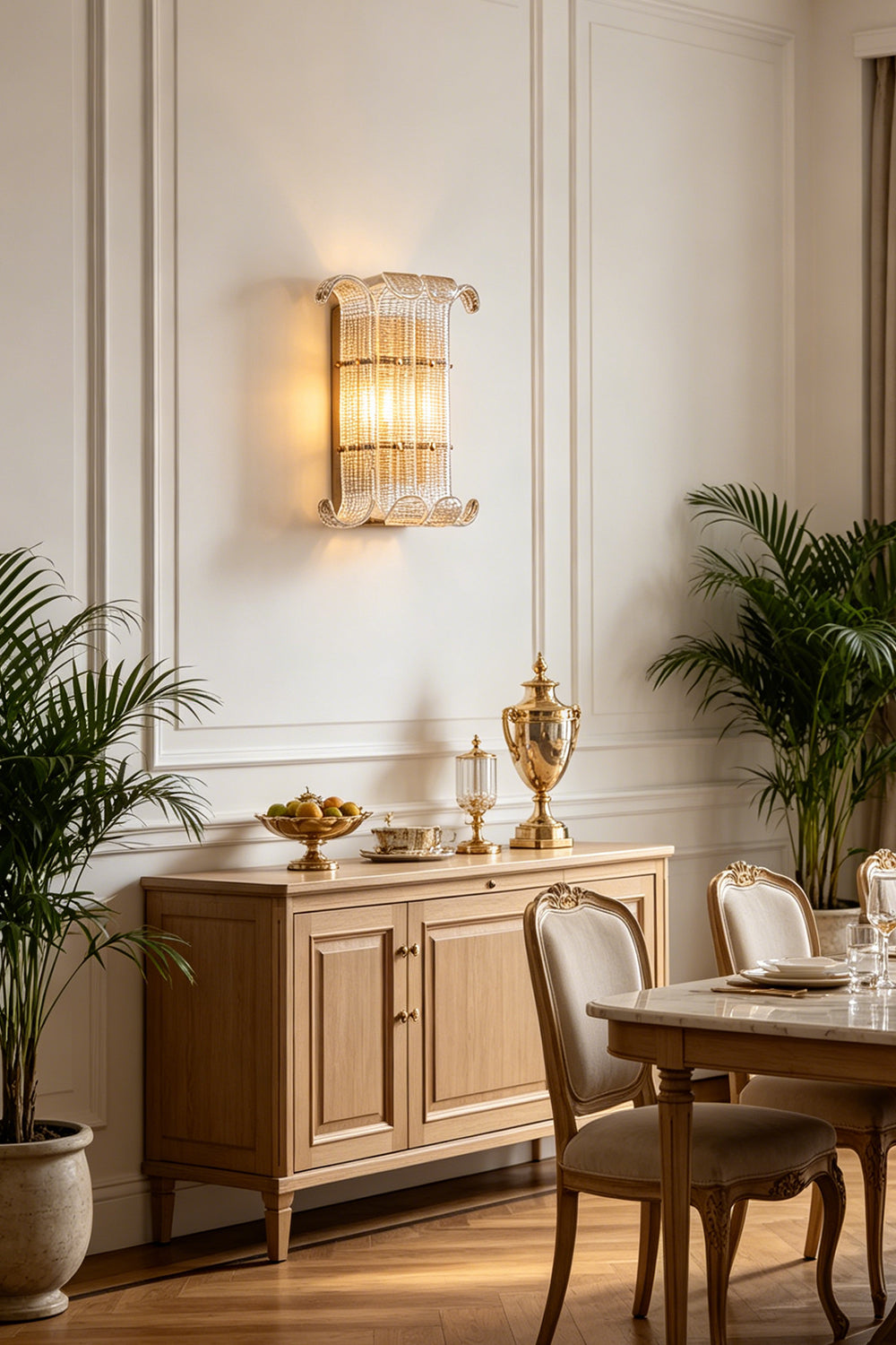 Ribbed Glass Scroll Wall Lamp