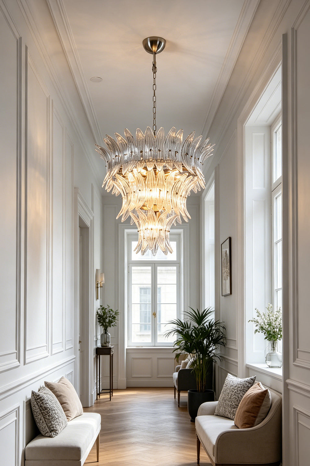 Ribbed Leaf Tier Chandelier