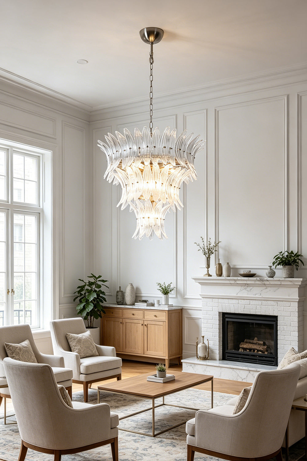 Ribbed Leaf Tier Chandelier