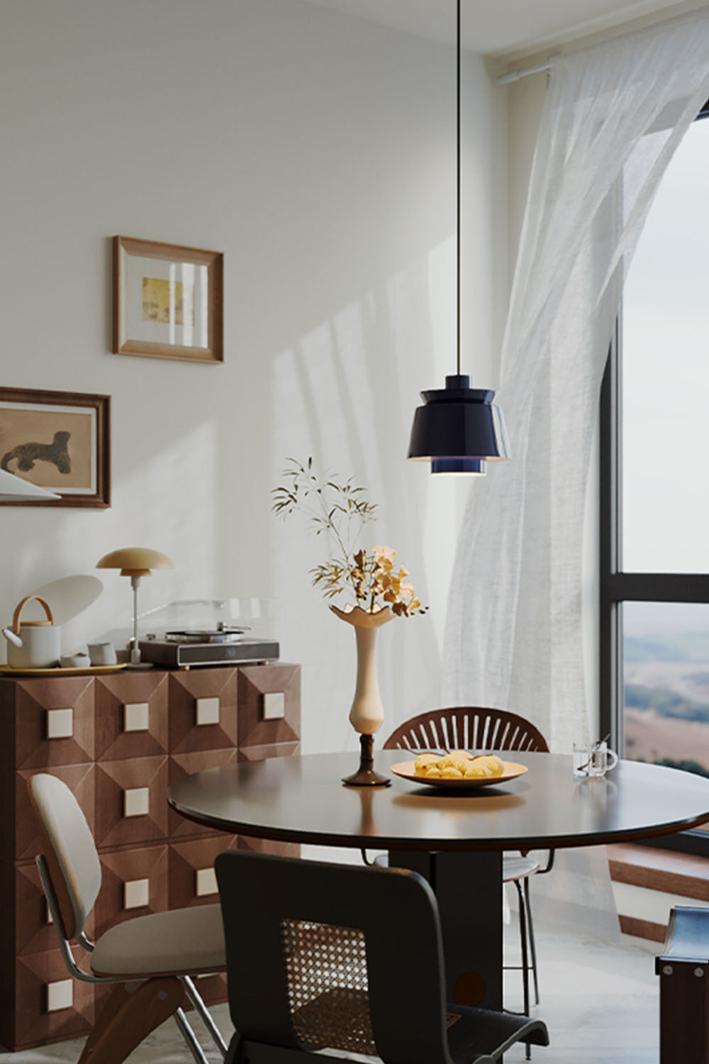 Sculptural Brass Dome Pendant Lamp