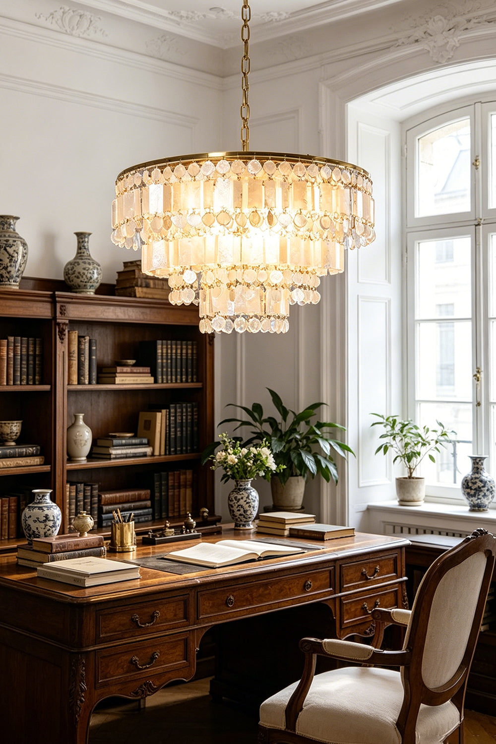Seraphina Capiz Cascade Metal Chandelier