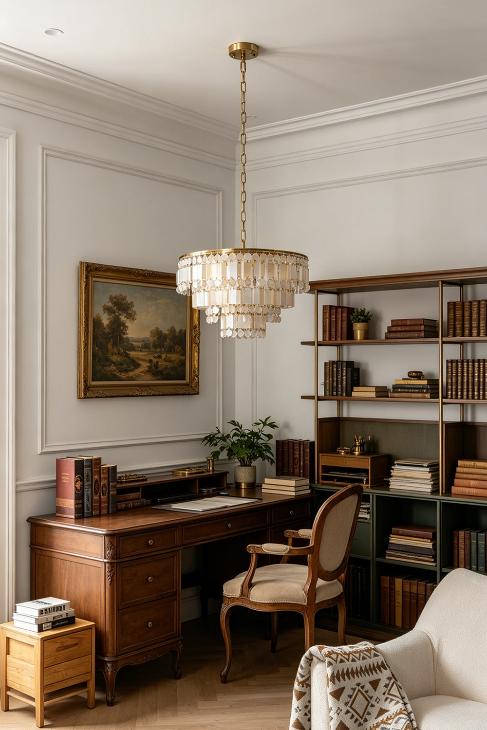 Seraphina Capiz Cascade Metal Chandelier