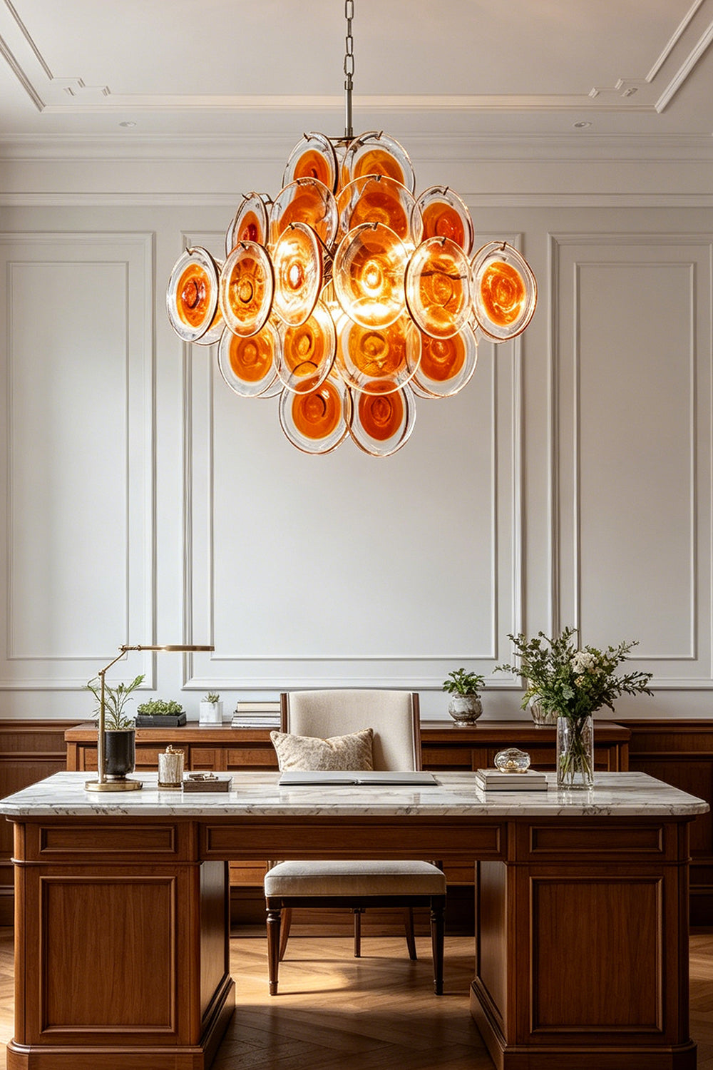 Solari Amber Glass Chandelier