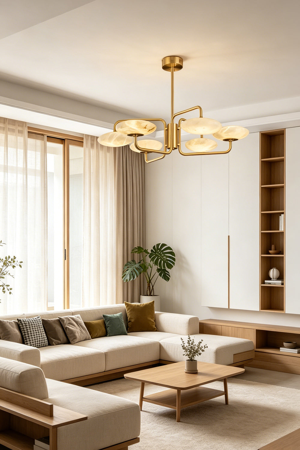 Solaris Alabaster Brass Chandelier