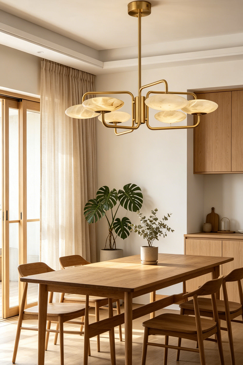 Solaris Alabaster Brass Chandelier