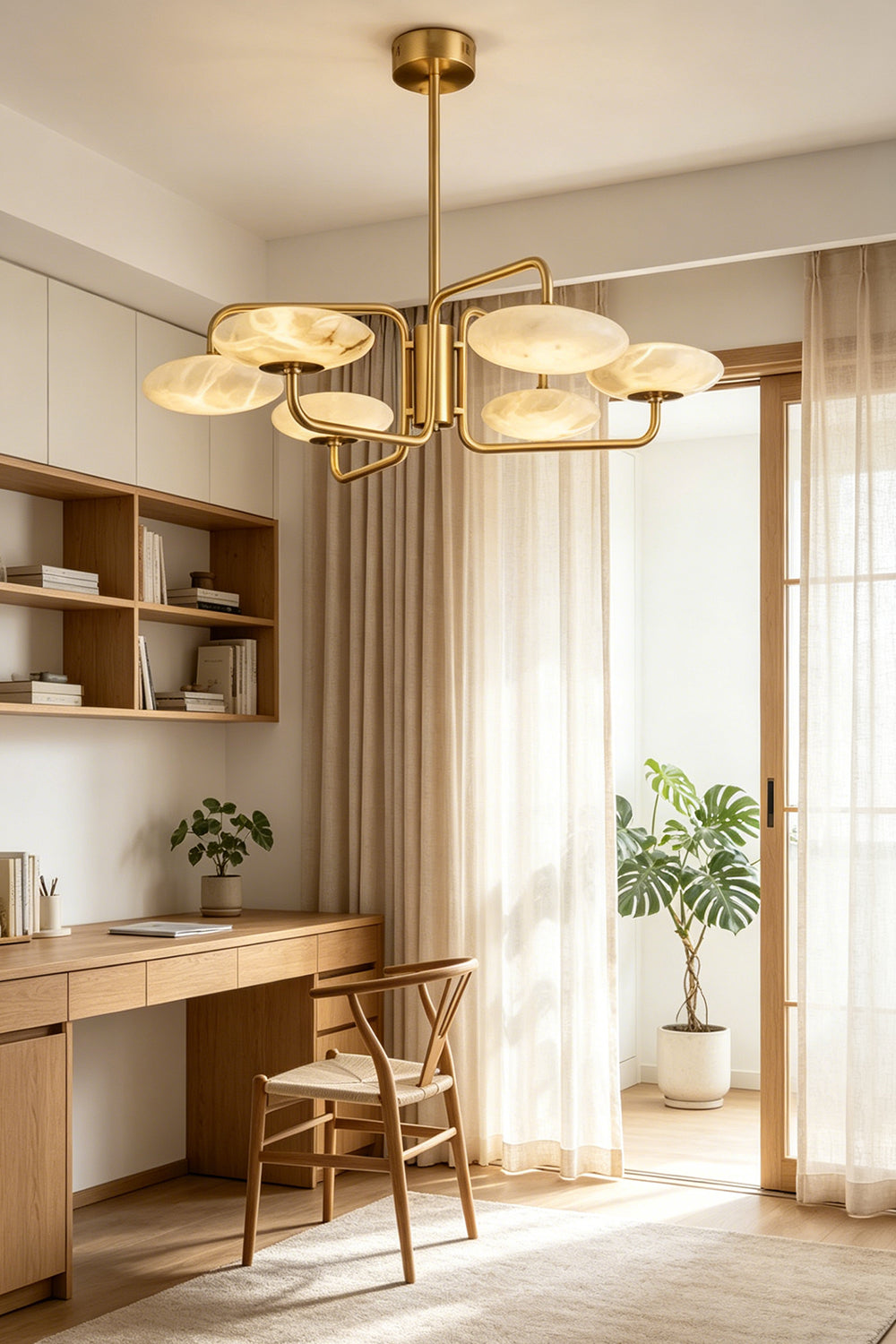 Solaris Alabaster Brass Chandelier
