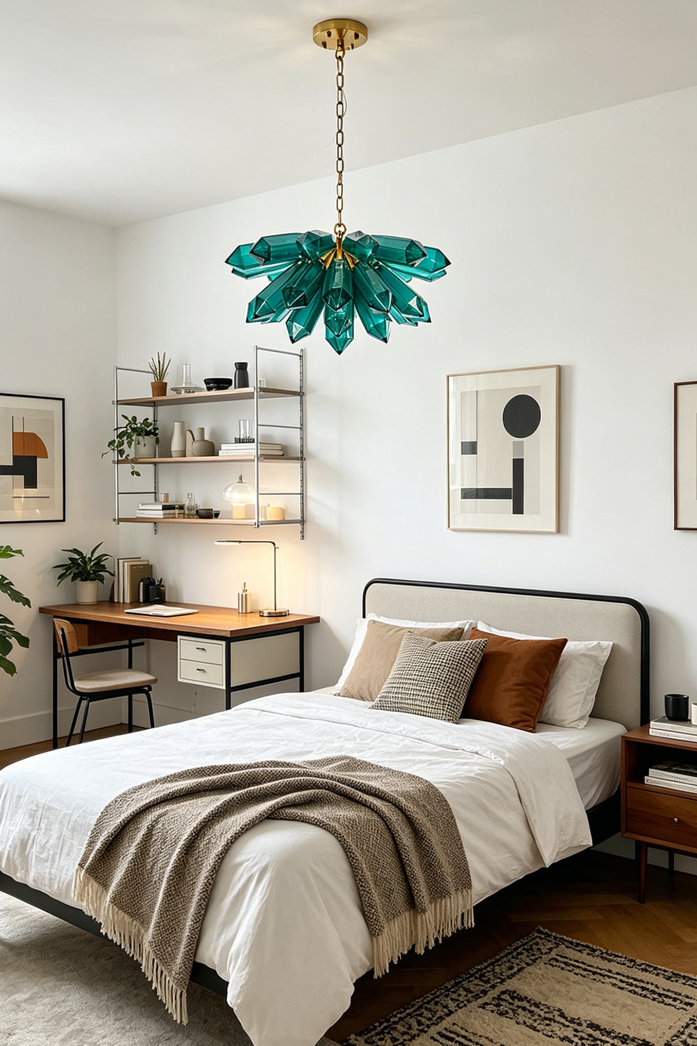Teal Prism Cluster Chandelier