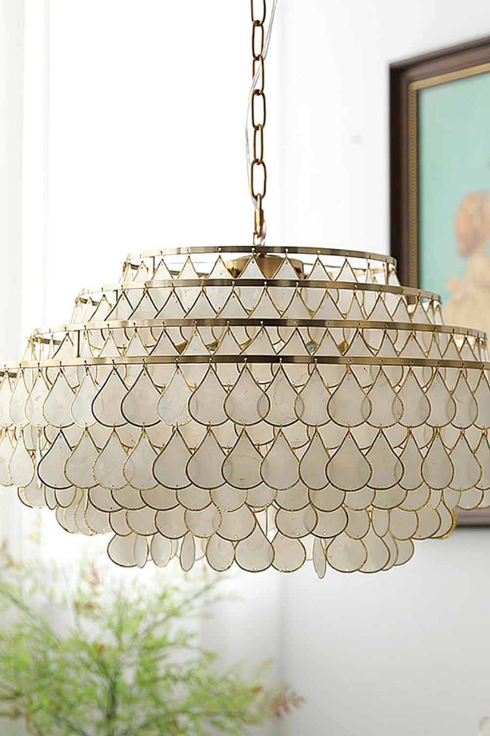 Teardrops Capiz Chandelier