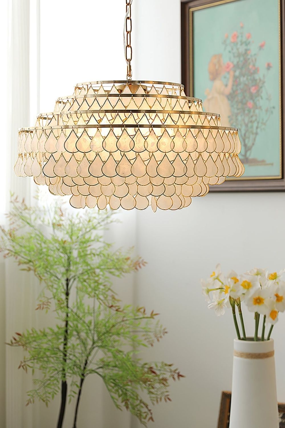 Teardrops Capiz Chandelier