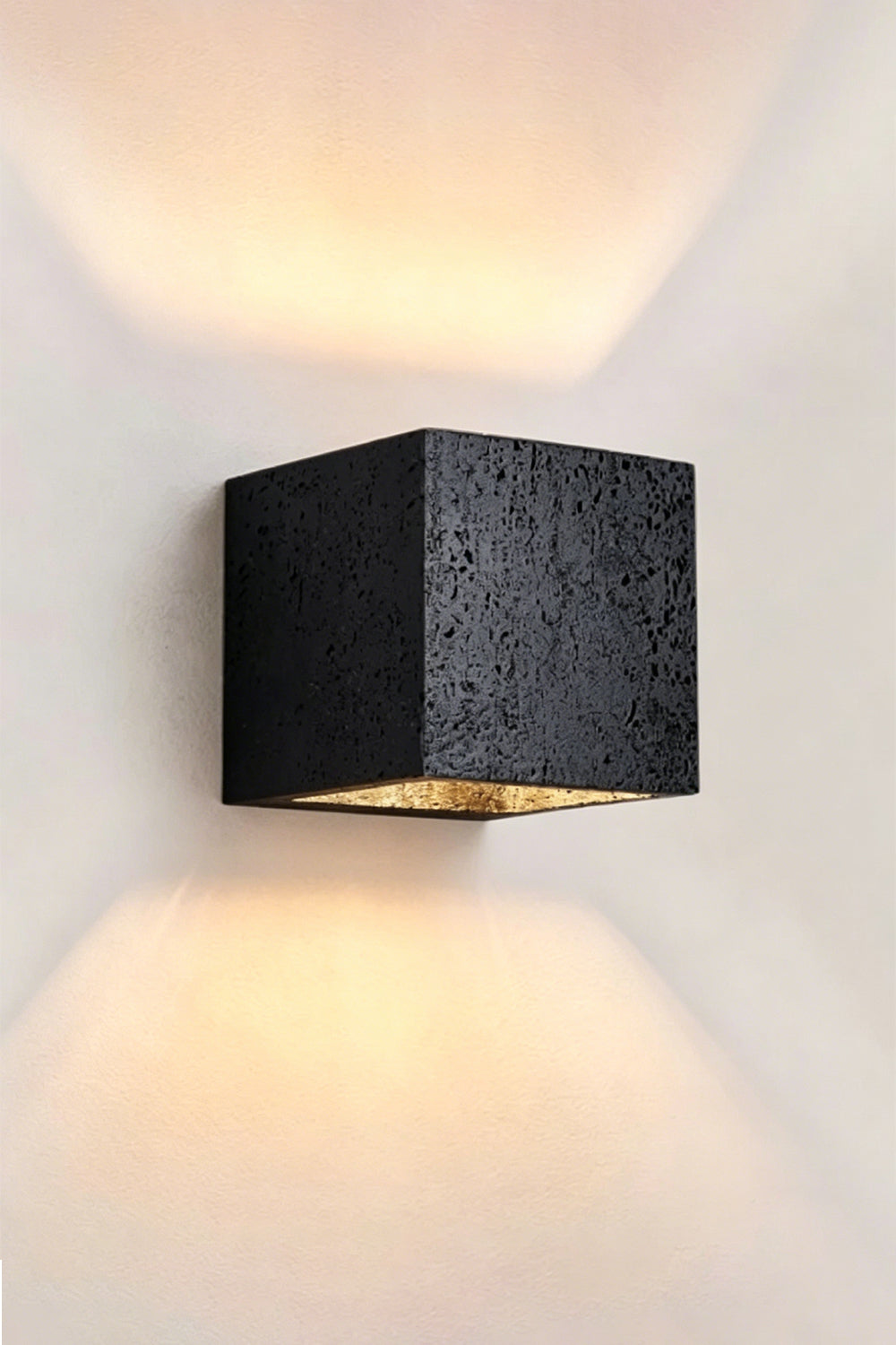 Celestial Tectonic Black Travertine Wall Lamp
