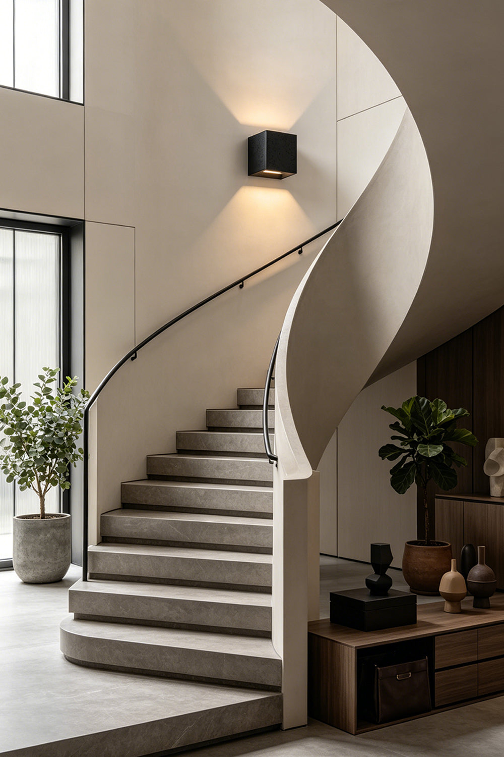 Celestial Tectonic Black Travertine Wall Lamp