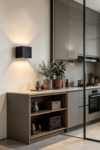 Celestial Tectonic Black Travertine Wall Lamp