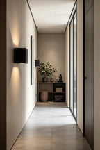 Celestial Tectonic Black Travertine Wall Lamp