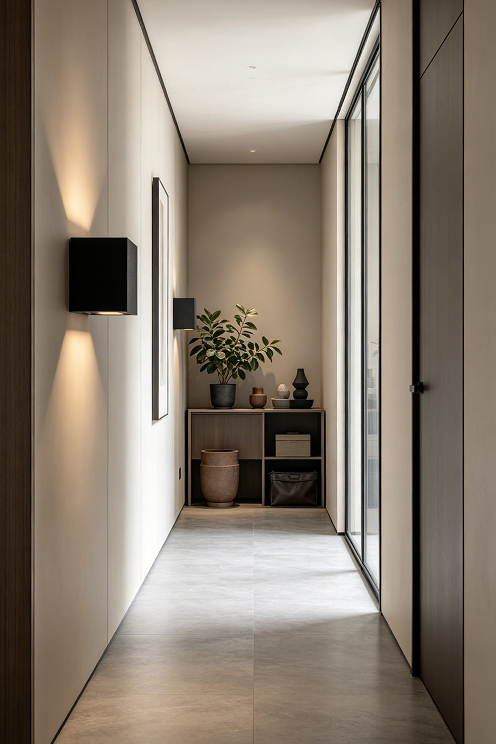 Celestial Tectonic Black Travertine Wall Lamp