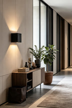 Celestial Tectonic Black Travertine Wall Lamp