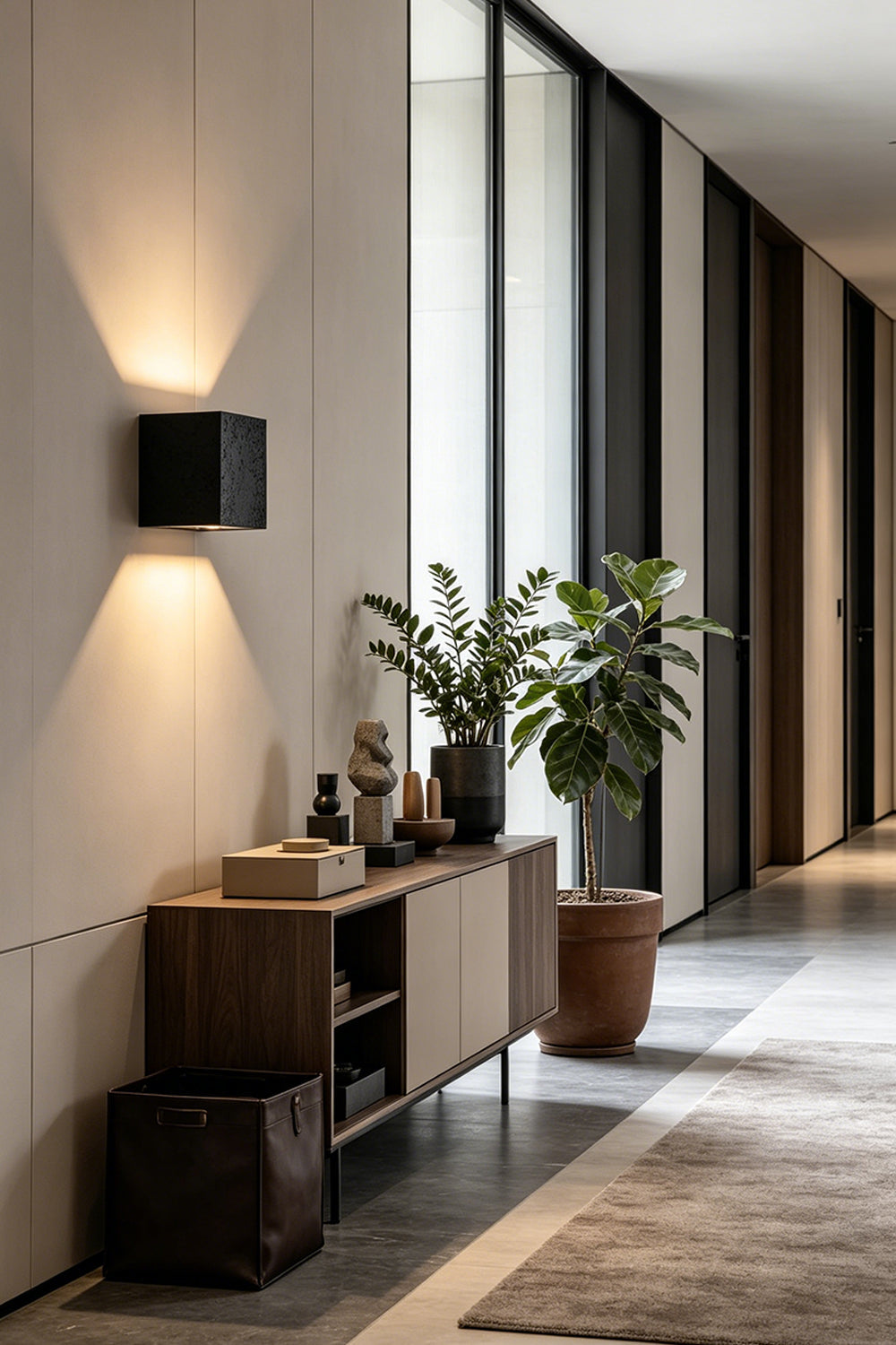 Celestial Tectonic Black Travertine Wall Lamp