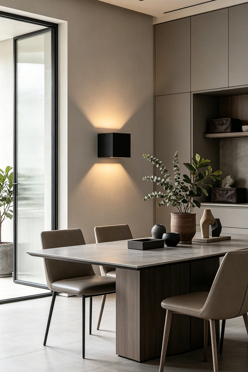 Celestial Tectonic Black Travertine Wall Lamp