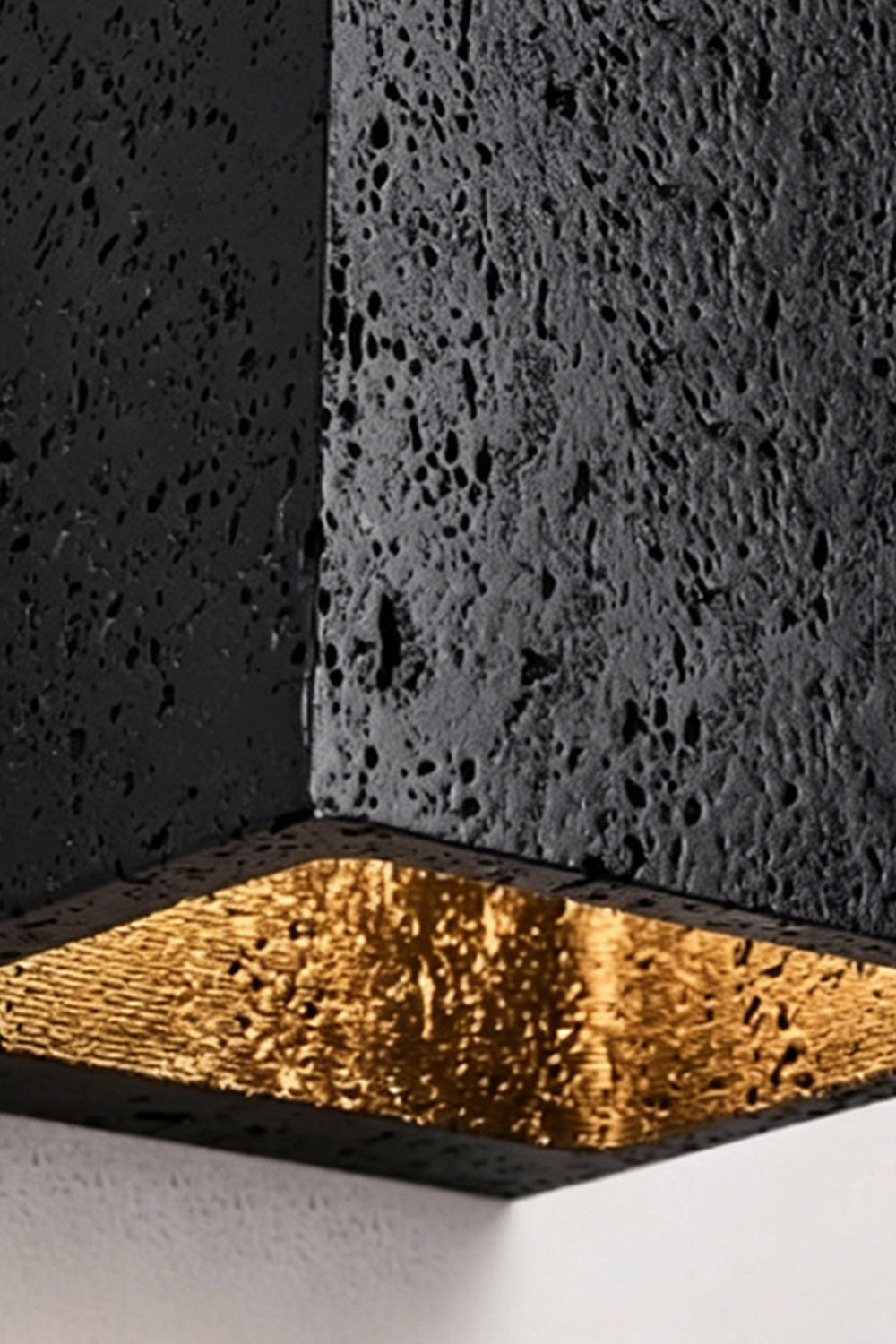 Celestial Tectonic Black Travertine Wall Lamp