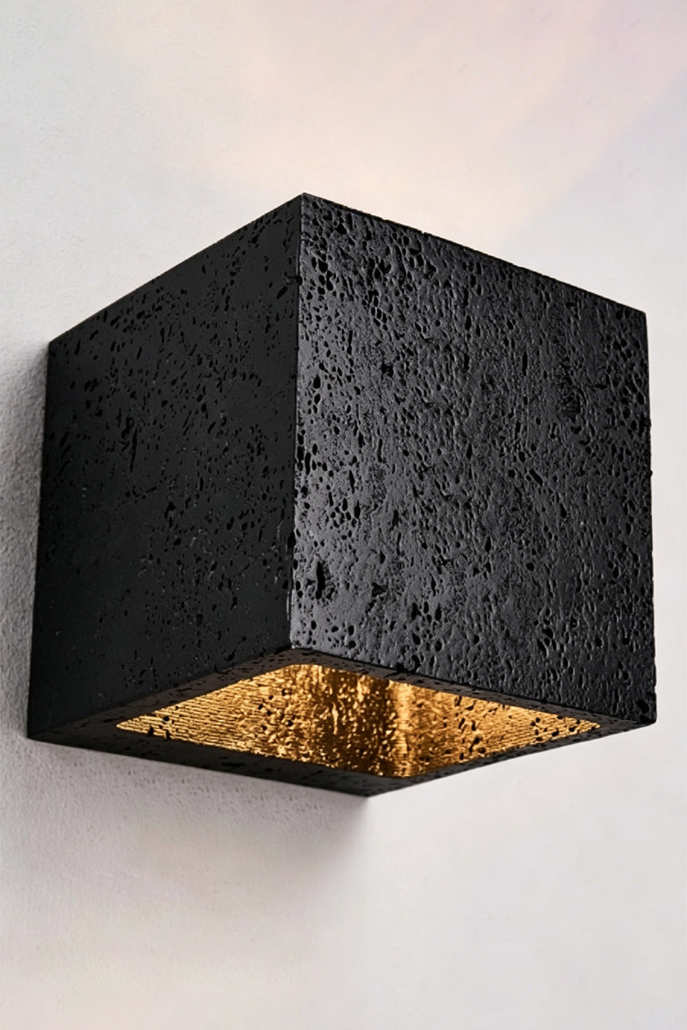Celestial Tectonic Black Travertine Wall Lamp