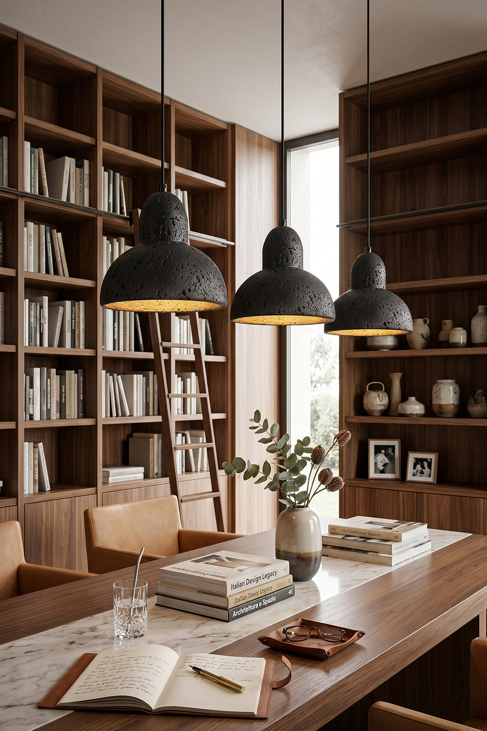 Tectonic Vein Travertine Pendant Light