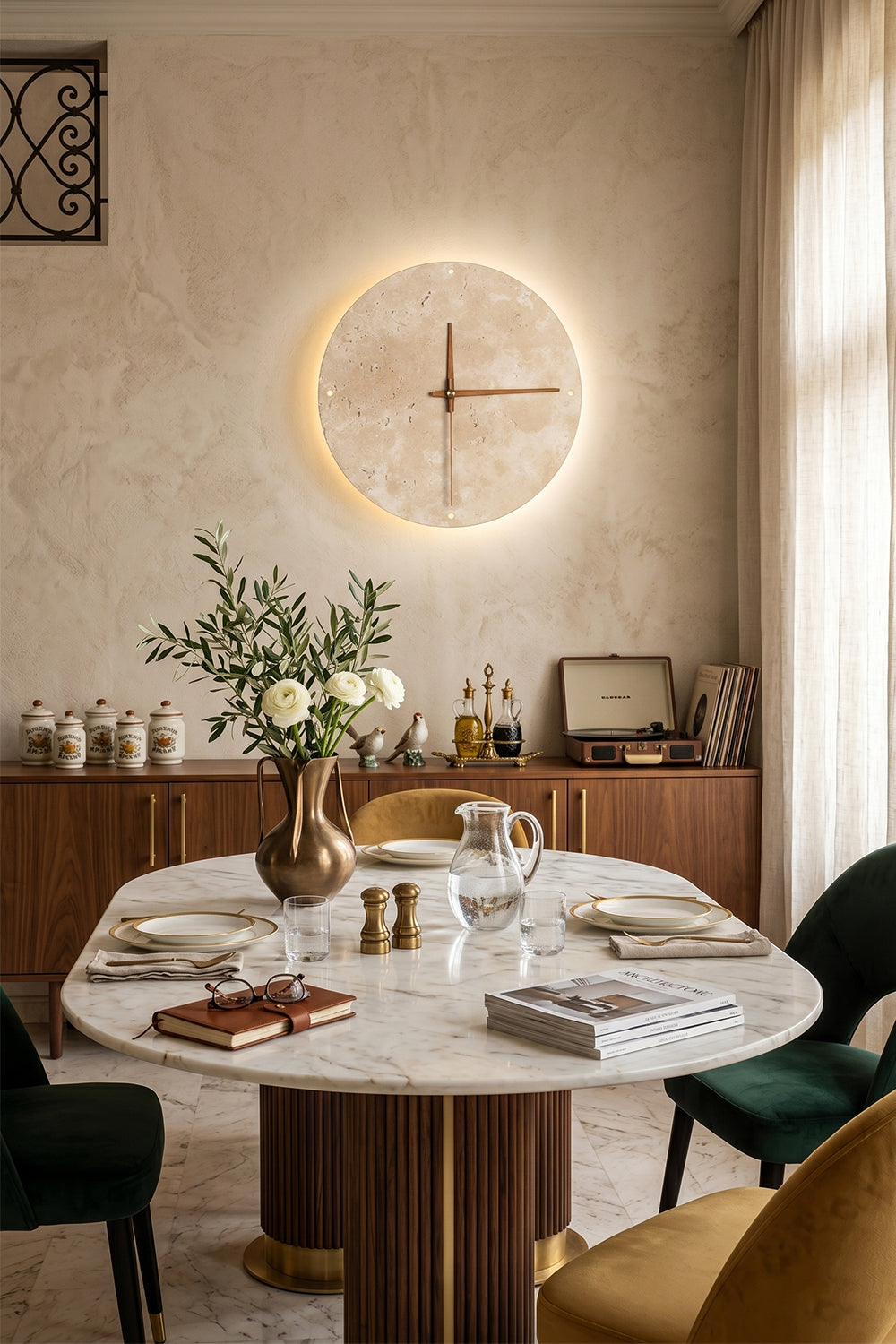 Temporal Epoch Travertine & Wood Wall Lamp