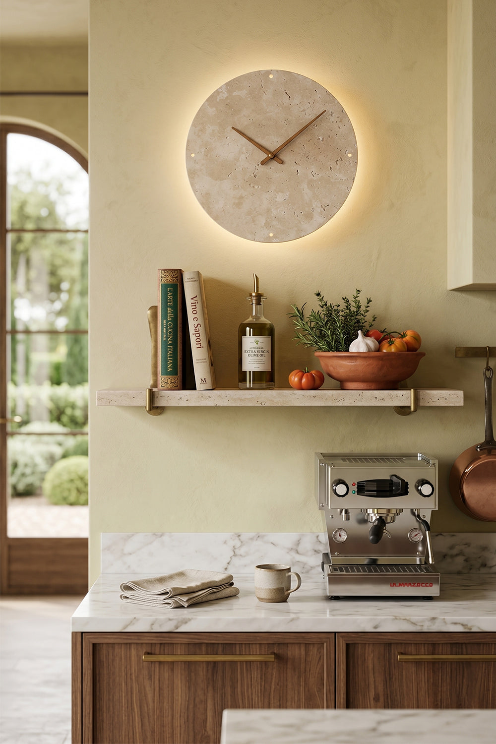 Temporal Epoch Travertine & Wood Wall Lamp