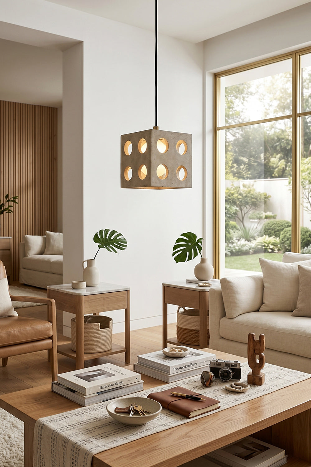 Terra Cube Travertine Pendant Light