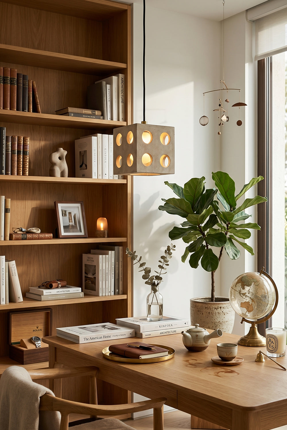 Terra Cube Travertine Pendant Light