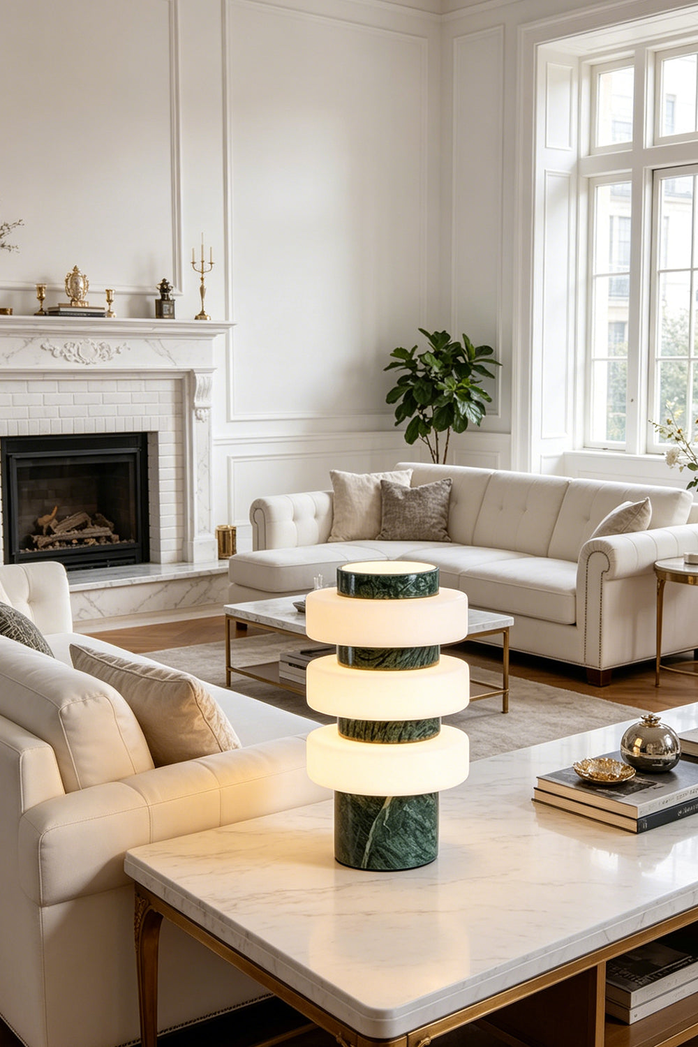 The Strata Stone Pillar Table Lamp