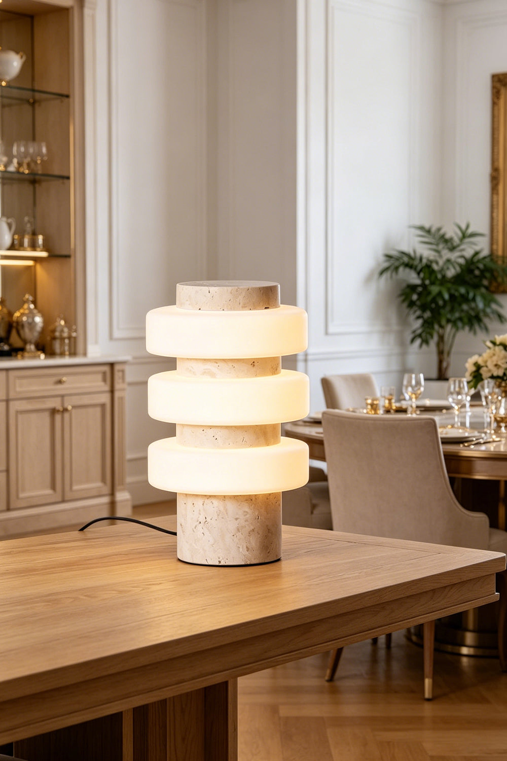 The Strata Stone Pillar Table Lamp