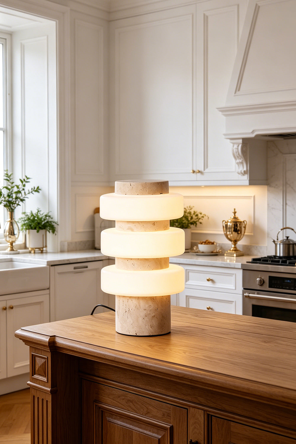 The Strata Stone Pillar Table Lamp