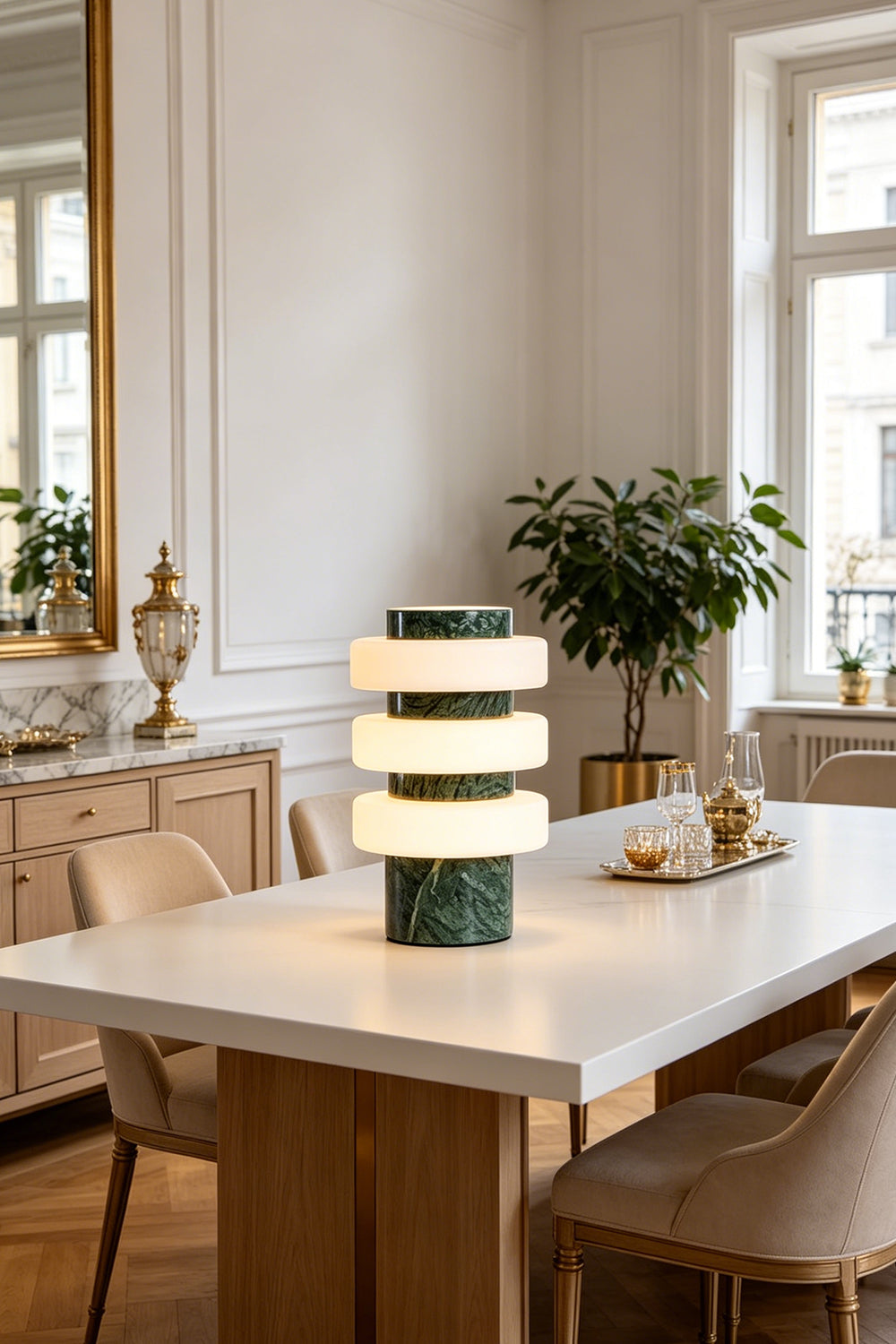 The Strata Stone Pillar Table Lamp