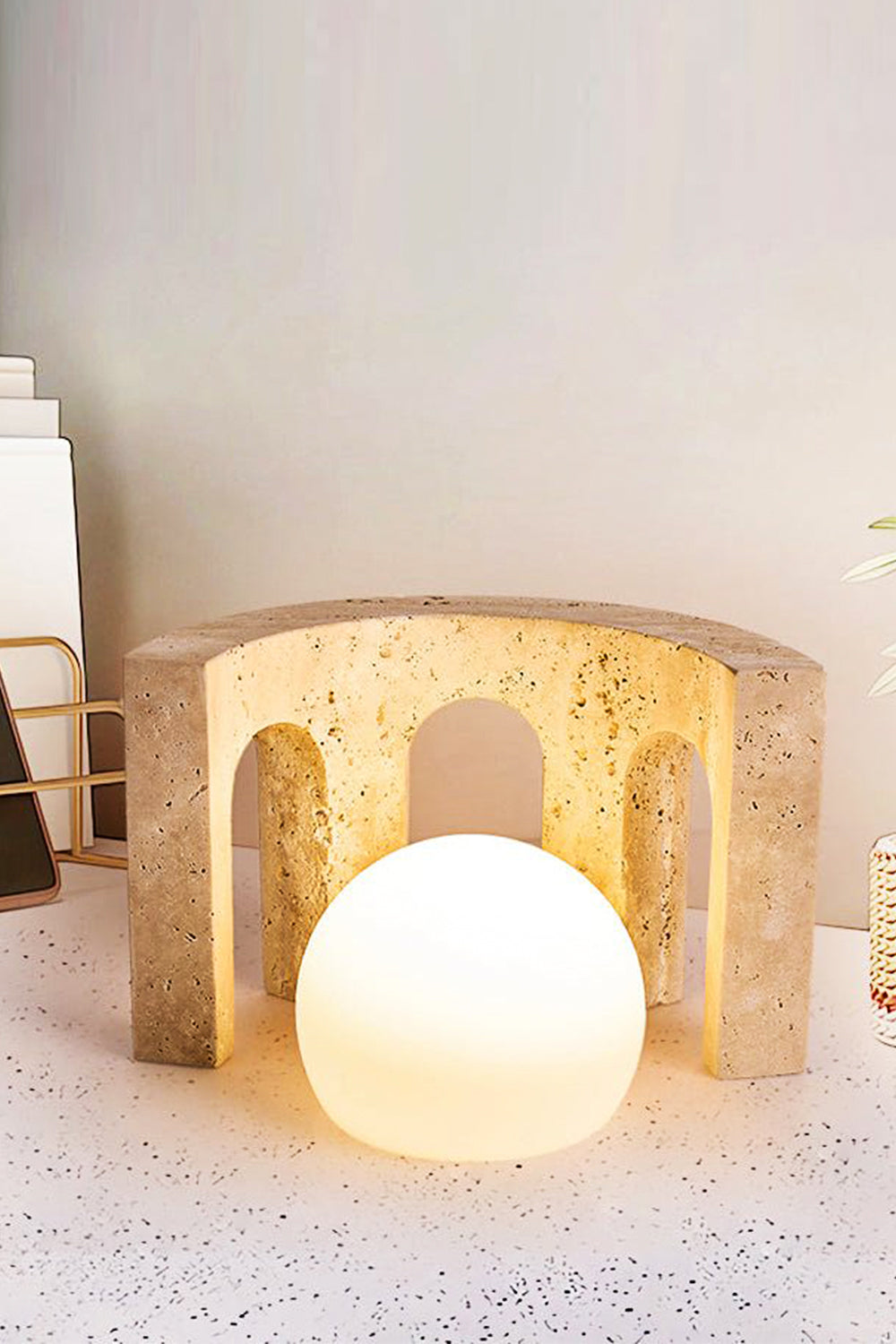 Travertine Arch Table Lamp