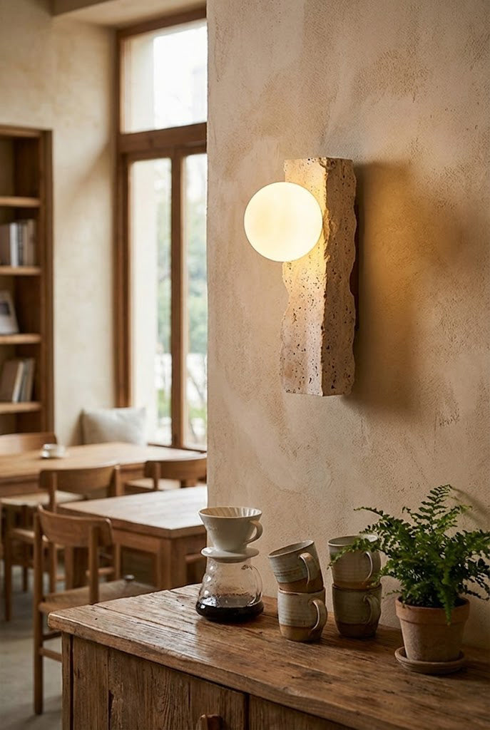 Travertine Block Wall Sconce