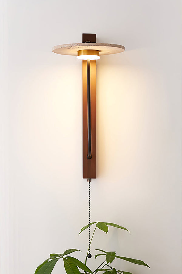 Travertine Disc Arm Wall Lamp
